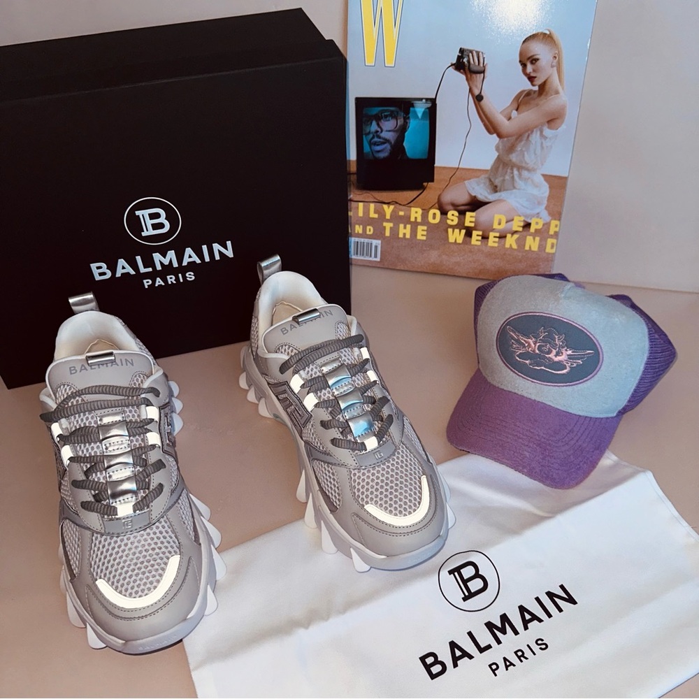 BALMAIN B-East Pb Technical Materials and Mesh Sneakers